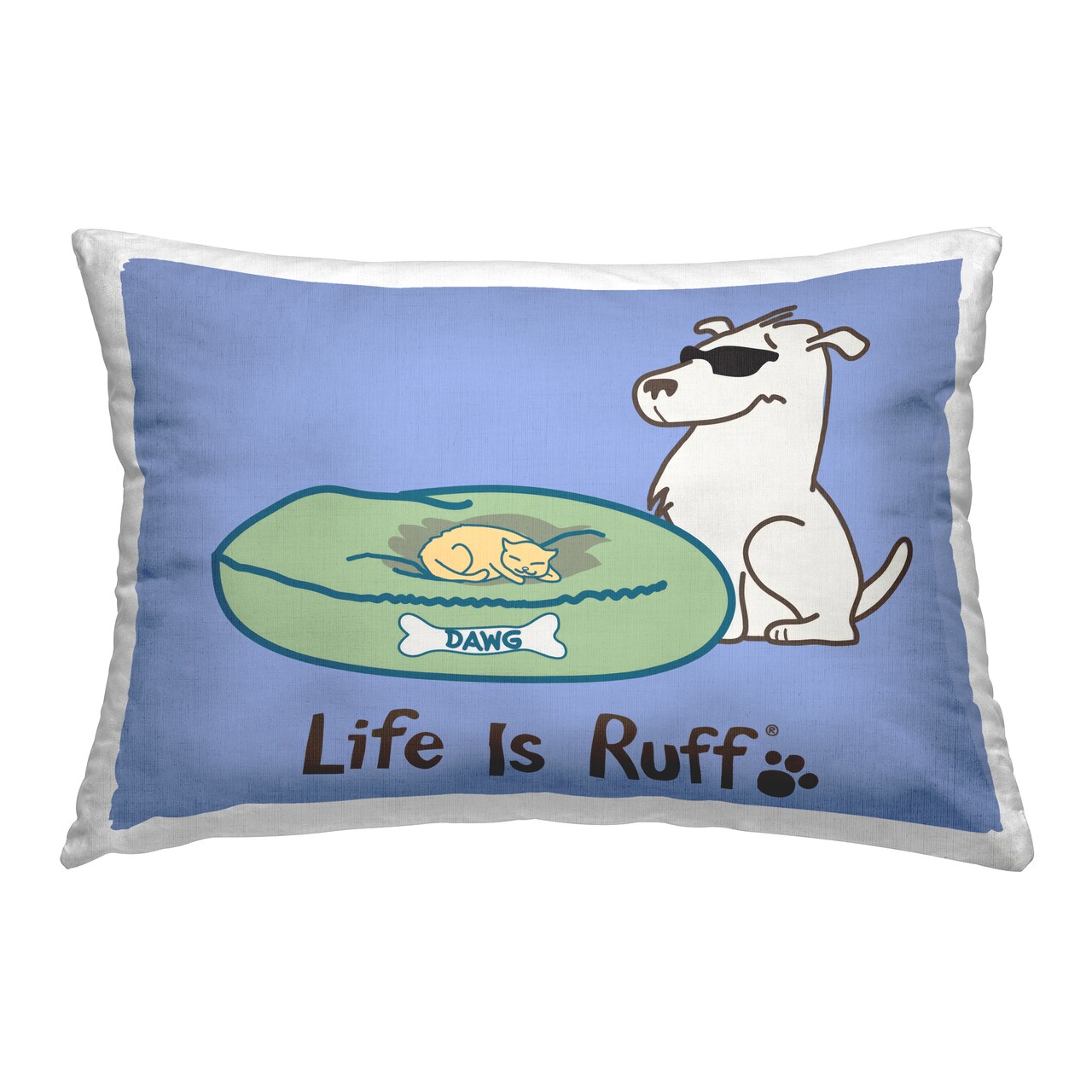 Cat on Dog Bed Decorative Printed Throw Pillow Design by LIR, 14 x 7 x 20